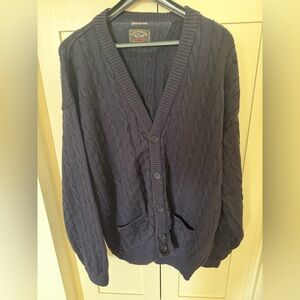 Paul & Shark Navy Cable-Knit Button Cardigan Bretagne - made in Italy